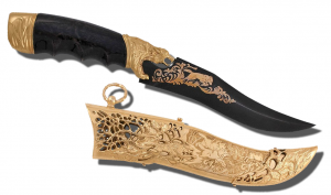 Подарочный нож Волк клинок дамасская сталь